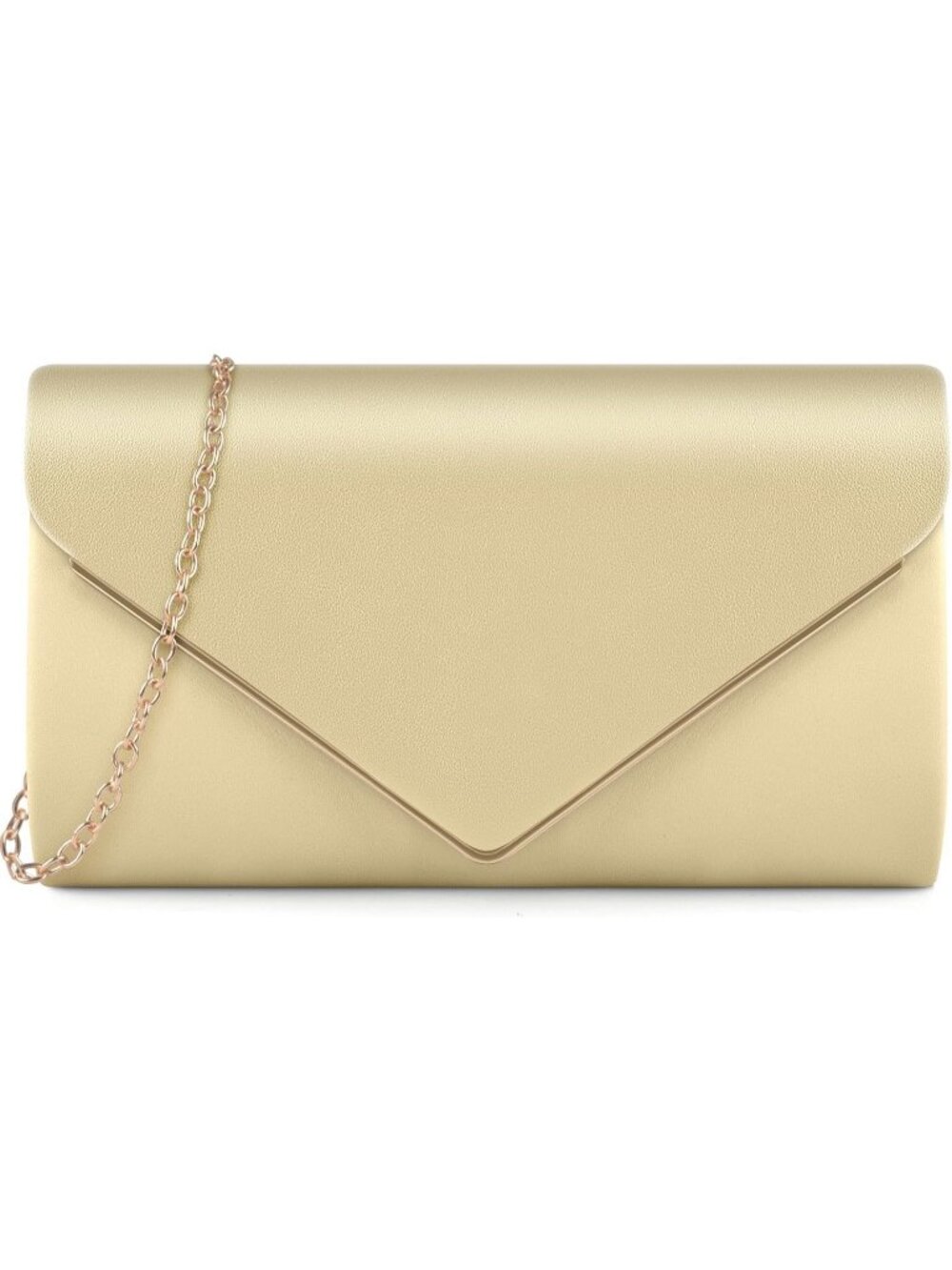 Women's Gold Pu Leather Clutch Formal Wedding Party Prom Purse Evening Bag